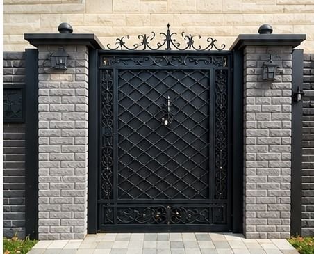 Custom main gate and steel railing fabrication, Muscat Oman