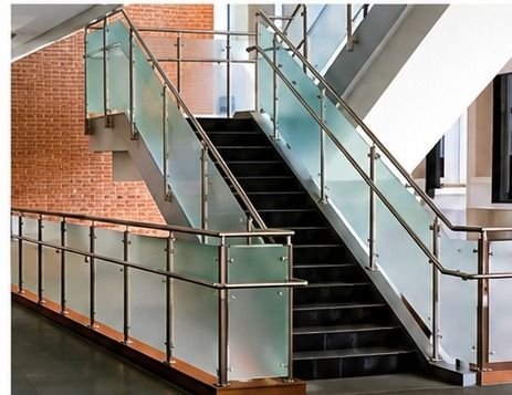 Stainless steel and glass stair railing fabricated by MRFT welding workshop, Oman